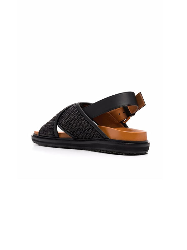 Marni | Fussbett Raffia Sandals in Earth of Siena