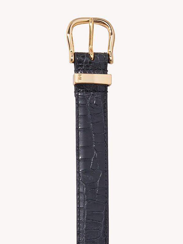 Nili Lotan Louise Belt in Black w/ Shiny Brass Buckle