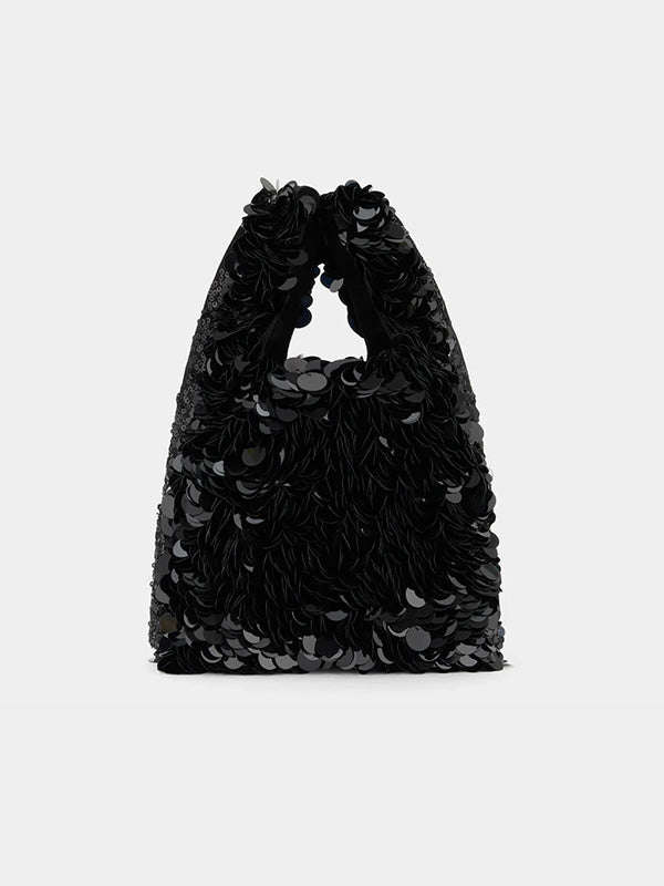 Anya Hindmarch Mini Tote Baileys in Black Sequin