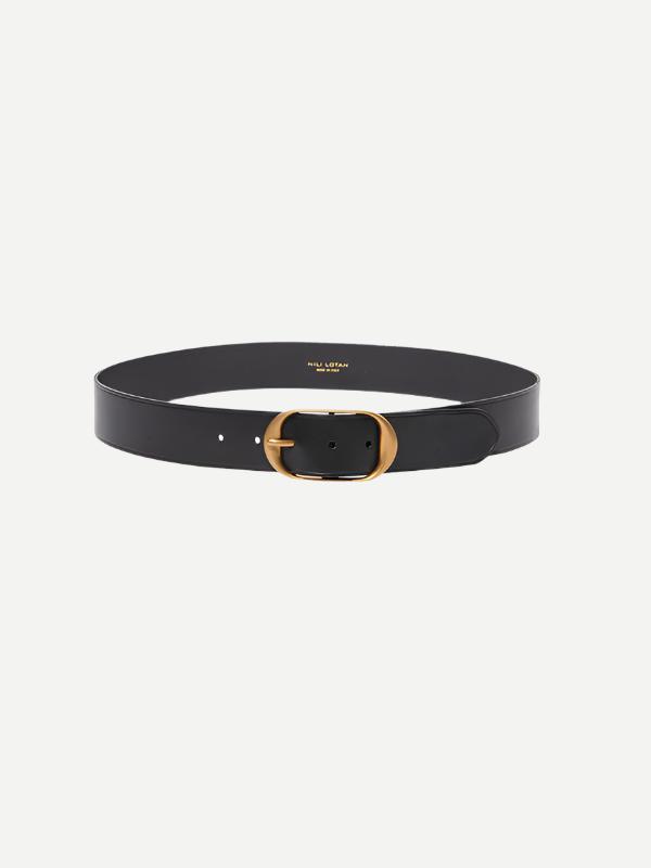 Nili Lotan Nili Belt in Black W/ Brass Buckle