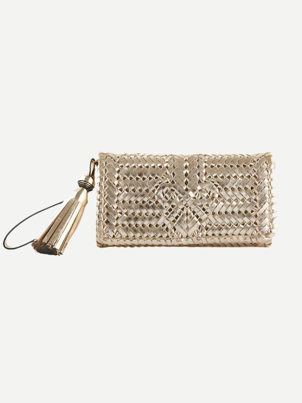 Anya Hindmarch The Neeson Tassel Clutch in Platino Mirror\