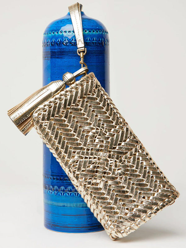 Anya Hindmarch The Neeson Tassel Clutch in Platino Mirror