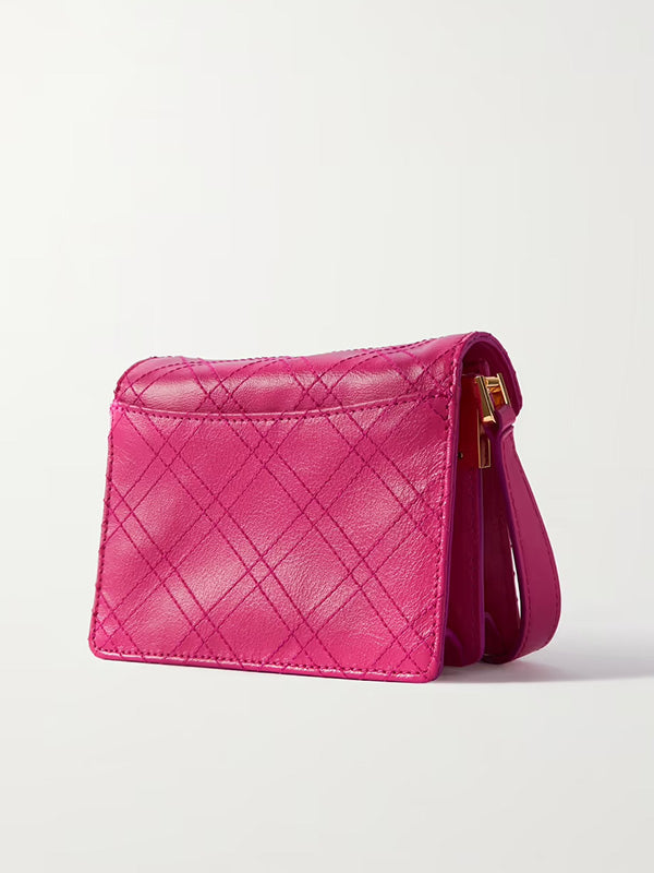 MARNI Trunk mini topstitched glossed-leather shoulder bag